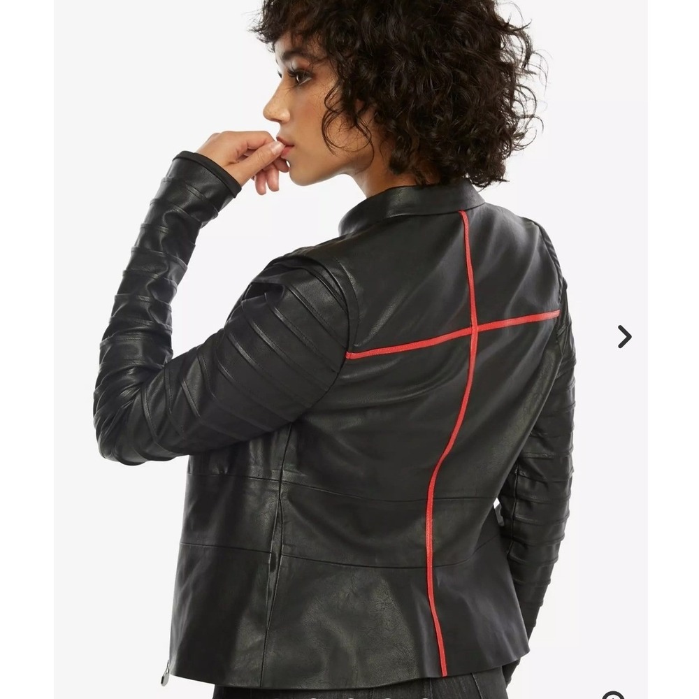 Her Universe M Star Wars Kylo Ren Faux Leather Jacket Black Red Last Jedi Moto